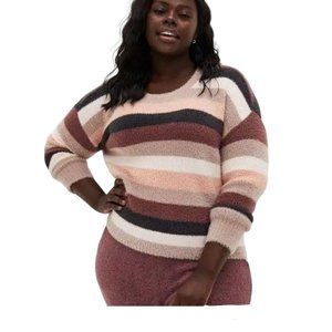 Torrid Womens Multicolor Striped Fuzzy Yarn‎ Pullover Sweater Soft Cozy Size 2X